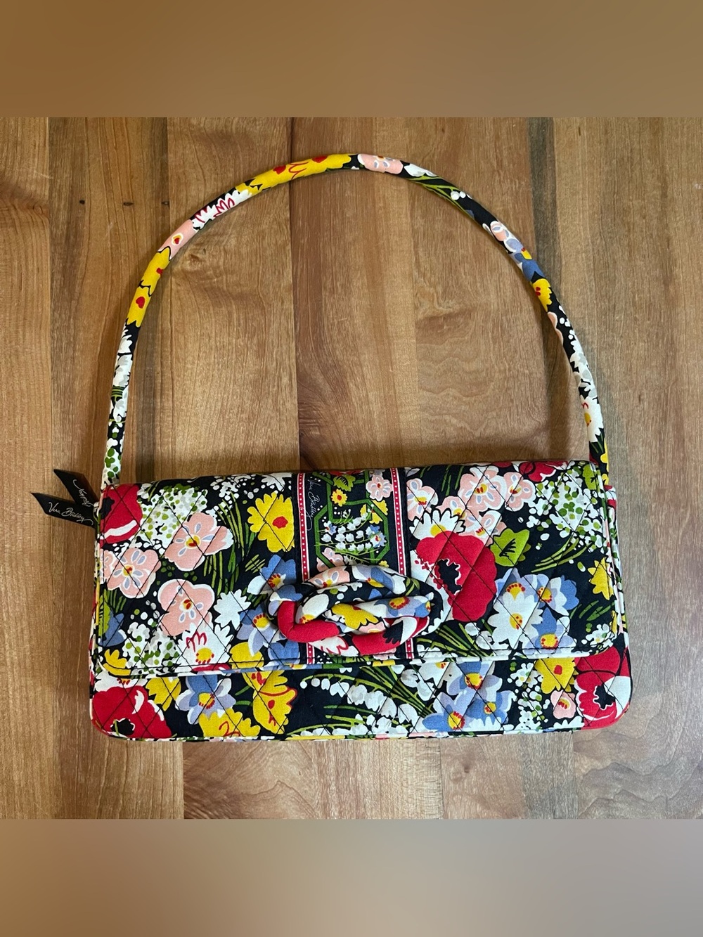Vera Bradley Knot Just a Clutch 12" East West Bag Poppy Fields Shoulder Colorful